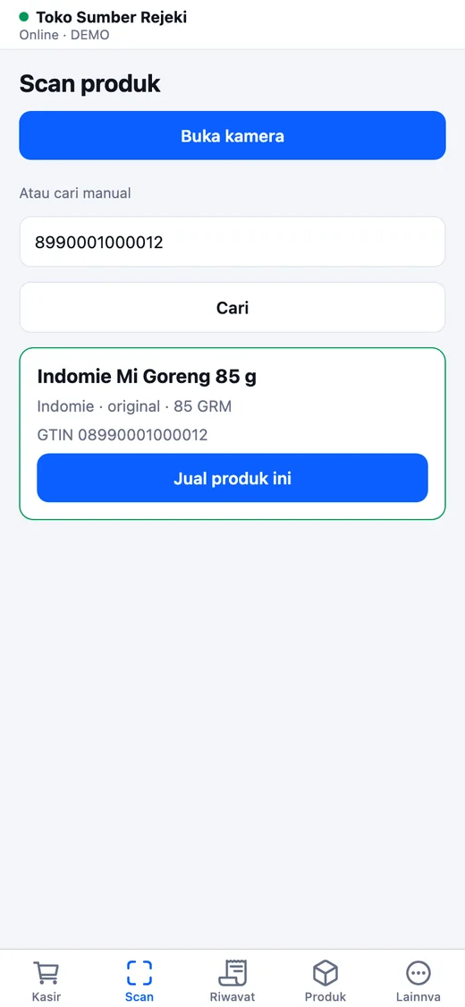 Barcode 8990001000012 dikenali sebagai Indomie Mi Goreng 85 g